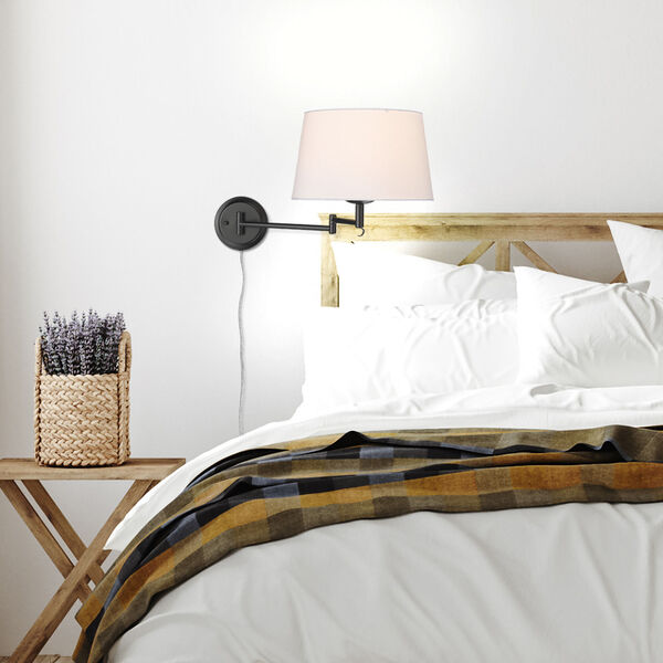 Eleanor Matte Black and White One-Light Articulating Wall Sconce, image 2